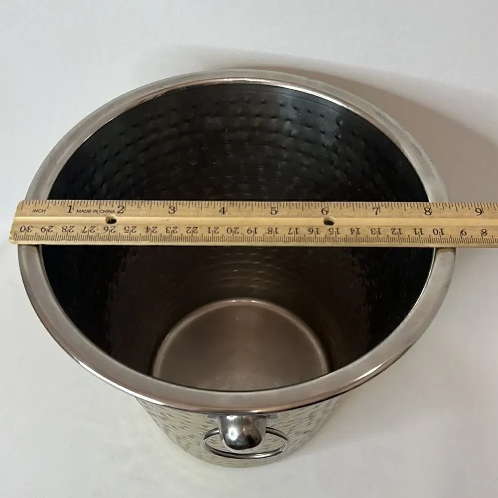 Wine Bucket Mixed Metal Silver Gold Outside 8 In Tall 8 1/2 In Round Bar Wine